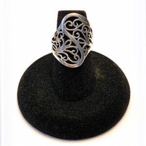 Sterling Silver Filigree Ring Size 6